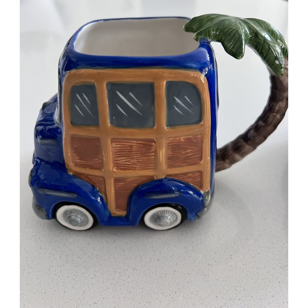 Paul Brent Burton & Burton Ceramic Panel Truck Planter With Palm Tree Handle